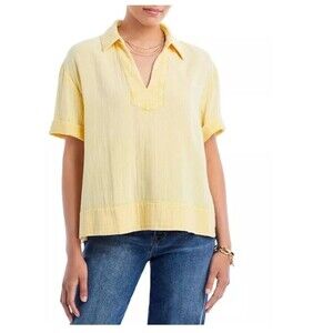 FAHERTY Dream Cotton Gauze Wren Top Sahara Sun Women Small Organic Boxy Boho